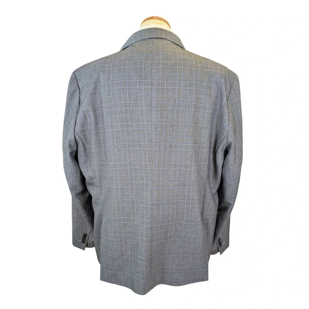 TailorByrd Collection Mens 46R Gray Blue Glen Plaid Sport Coat Blazer 2 Button‎